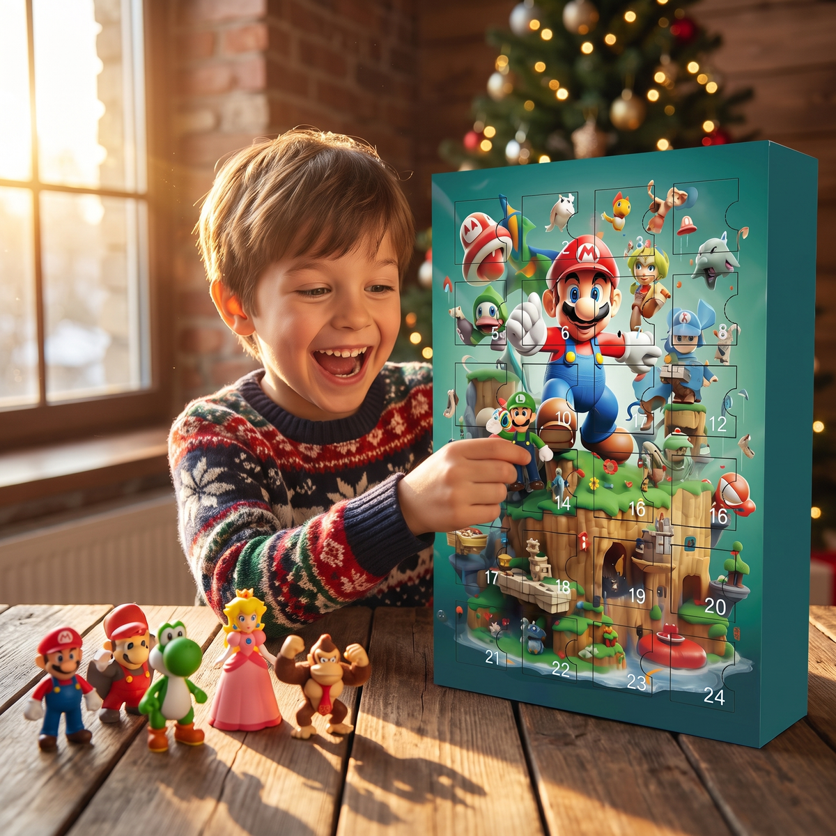 Mario Advent Calendar - Kid Opening Advent Door