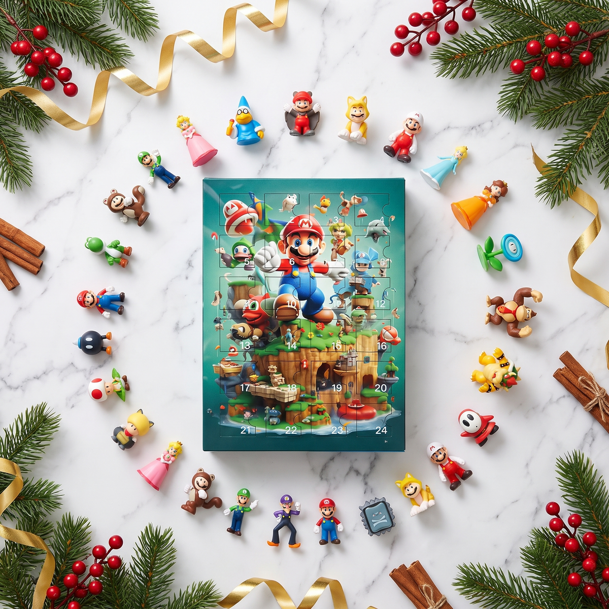 Slider - Flat lay overhead with holiday decorations