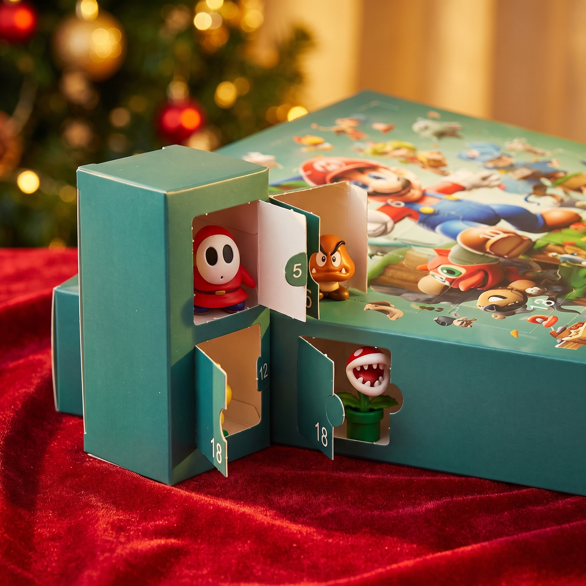 Slider - Close-up of open advent doors with figurines